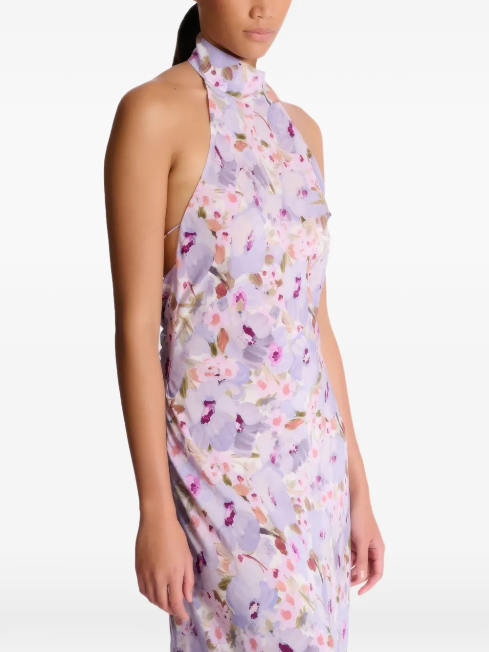Balmain Poppy Flower jurk met halternek Paars