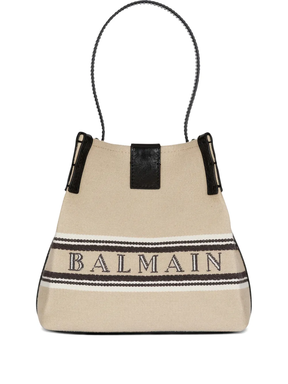 Balmain Release striped-detail bucket bag - Nude