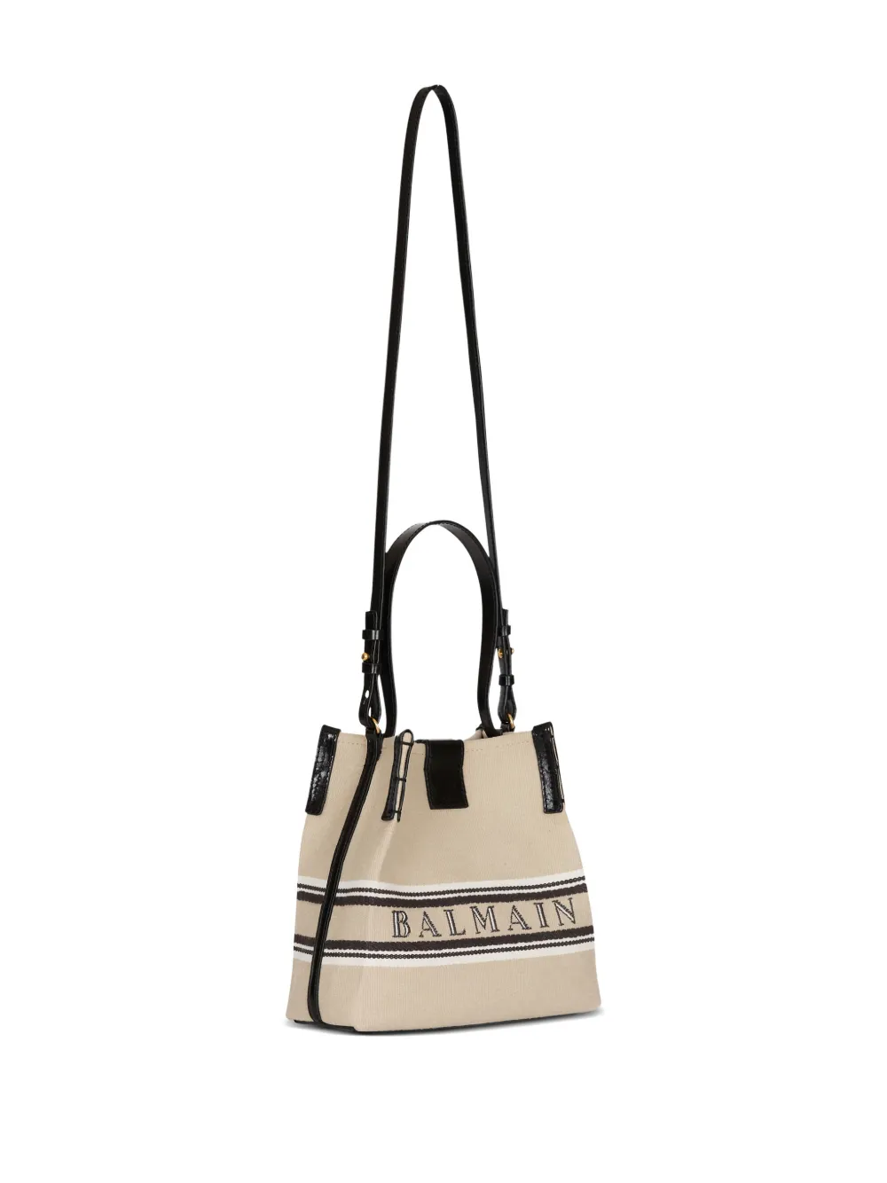 Balmain Release bucket-tas met gestreept detail Beige