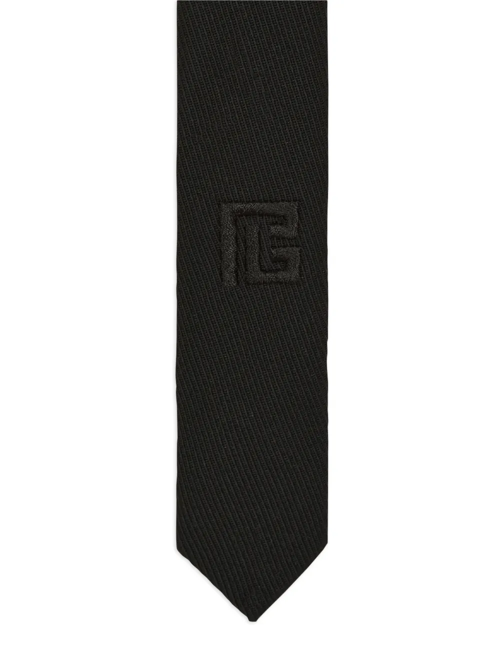  Balmain Slim Logo-embroidered Wool Tie - Black 
