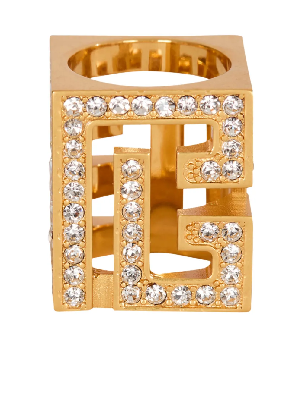 Balmain 3d rhinestone cube ring - Oro