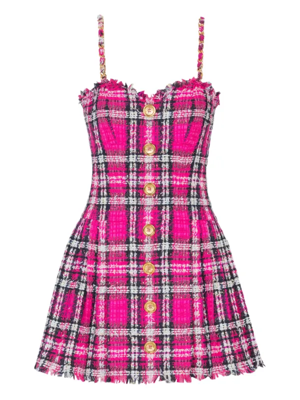 Balmain チェック チェーンストラップ ドレス | ピンク | FARFETCH JP