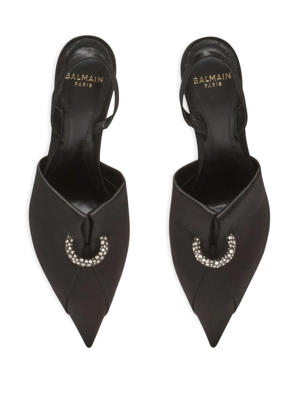 Balmain piercing-detail satin pumps Zwart