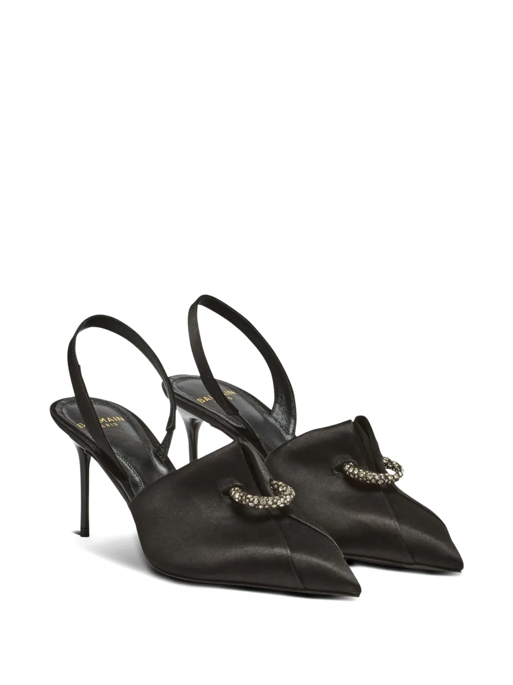 Balmain piercing-detail satin pumps Zwart