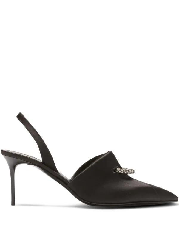 Balmain Piercing-detail Satin Pumps in Black