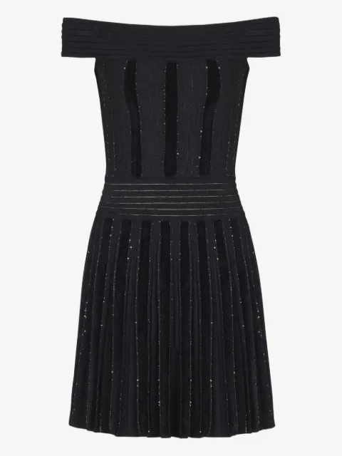 Balmain Schulterfreies Kleid im Glitter-Look
