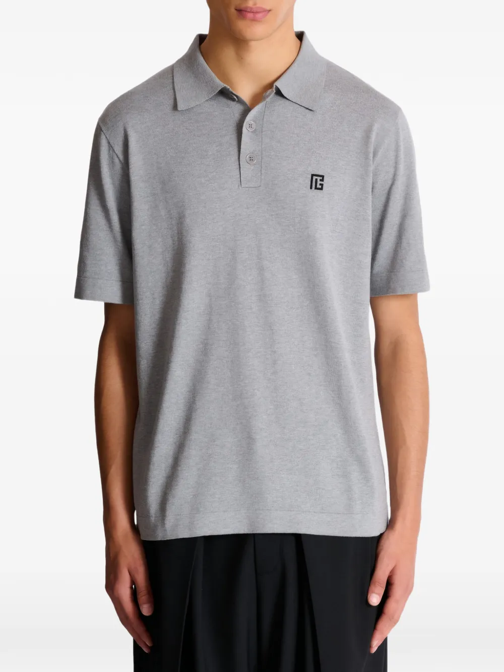 Balmain Katoenen poloshirt met geborduurd logo Grijs
