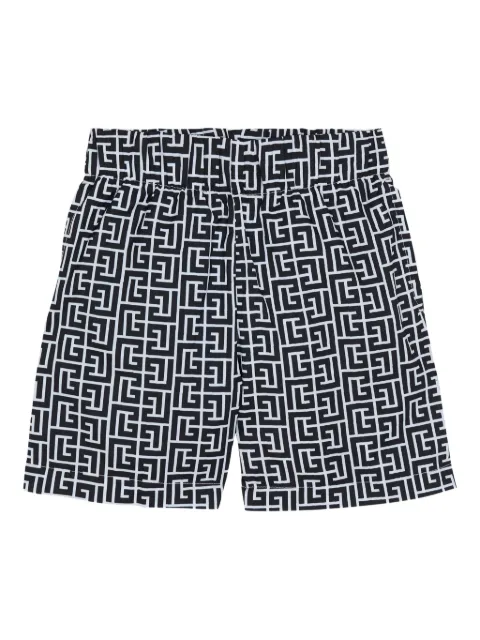 Balmain Kids shorts de playa con monograma estampado