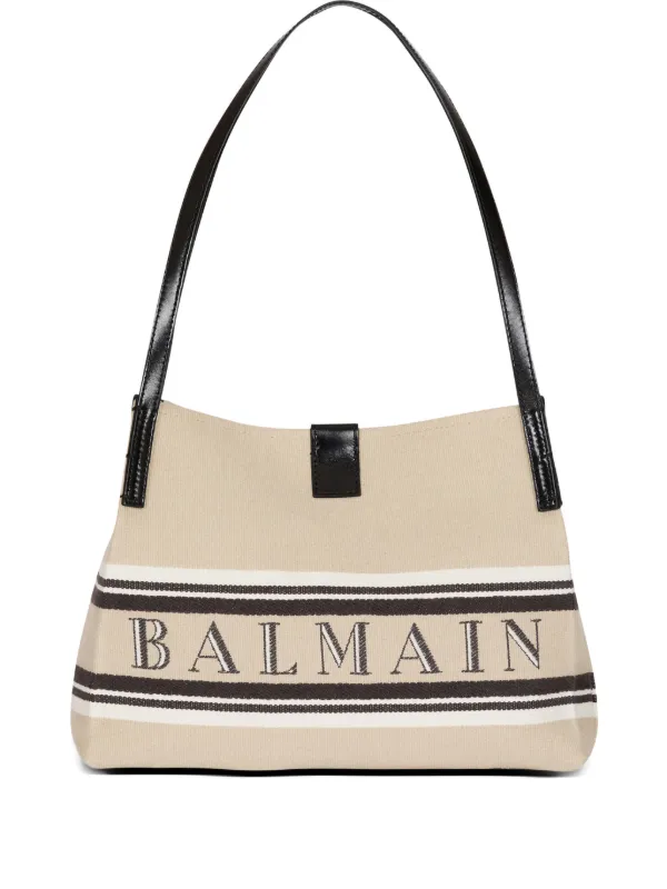 Balmain Small Release Canvas Tote Bag in Neutrals