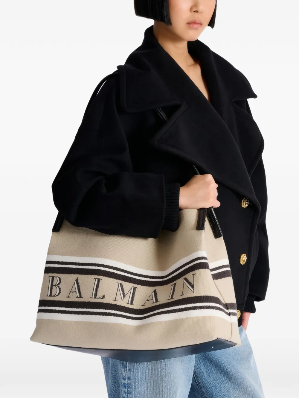  Balmain Medium Release Shoulder Bag - Neutrals 