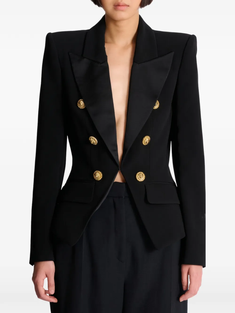 Balmain Blazer met dubbele rij knopen Zwart