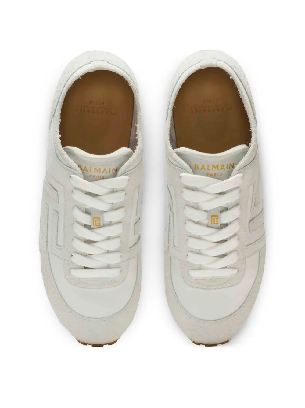 Balmain Racer 45 Trainers In Lambskin And Suede Wit