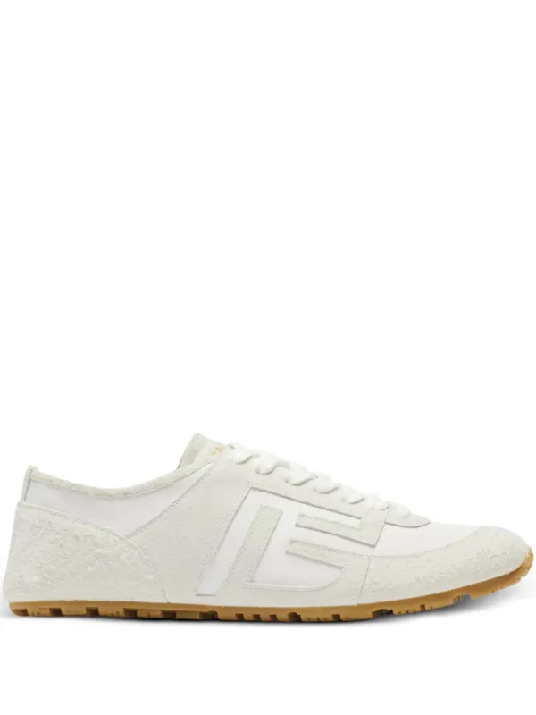 Balmain Racer 45 Trainers in Lambskin and Suede in White