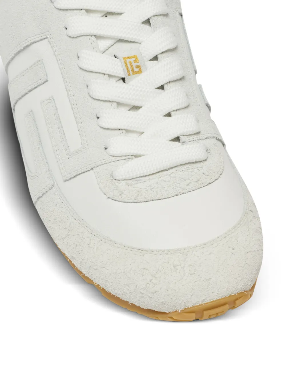 Balmain Racer 45 Trainers in Lambskin and Suede in White, view 5
