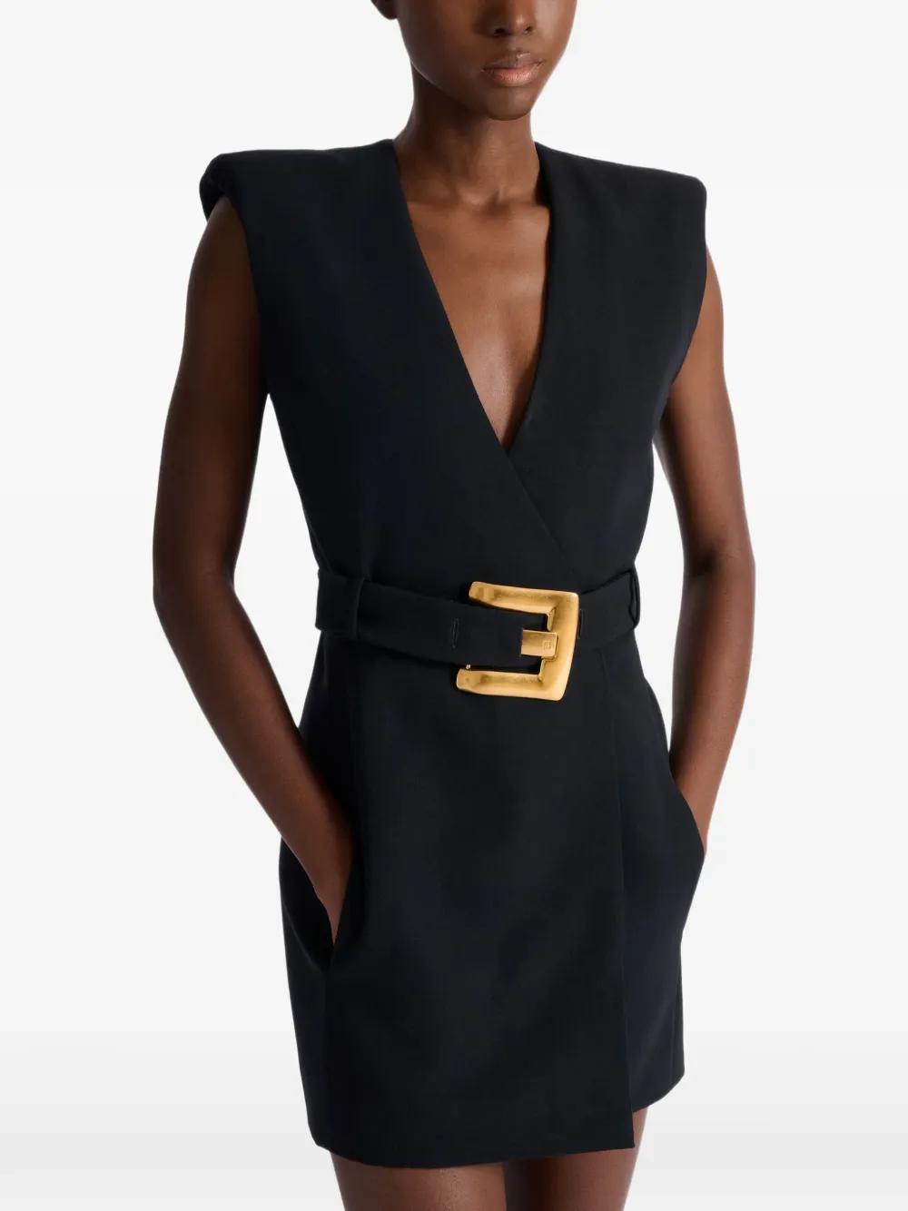 Balmain Wikkeljurk met ceintuur Zwart