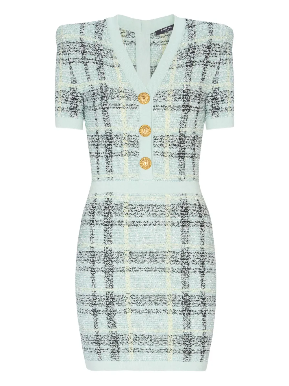 Balmain glittered tweed minidress - Green