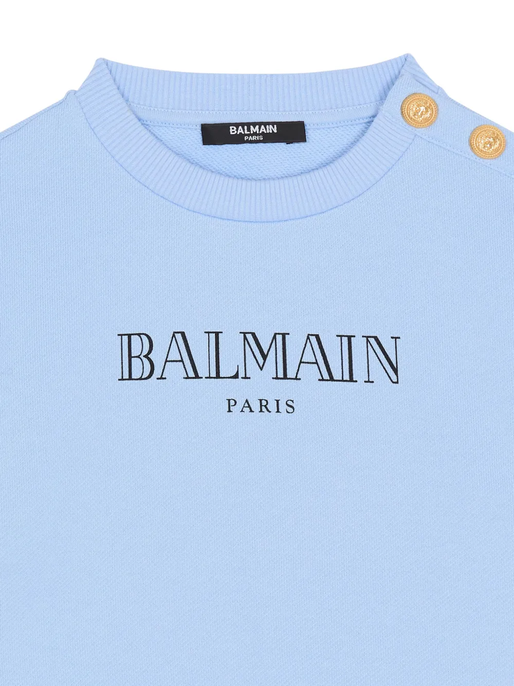 Balmain Kids Sweater met knopen en print Blauw