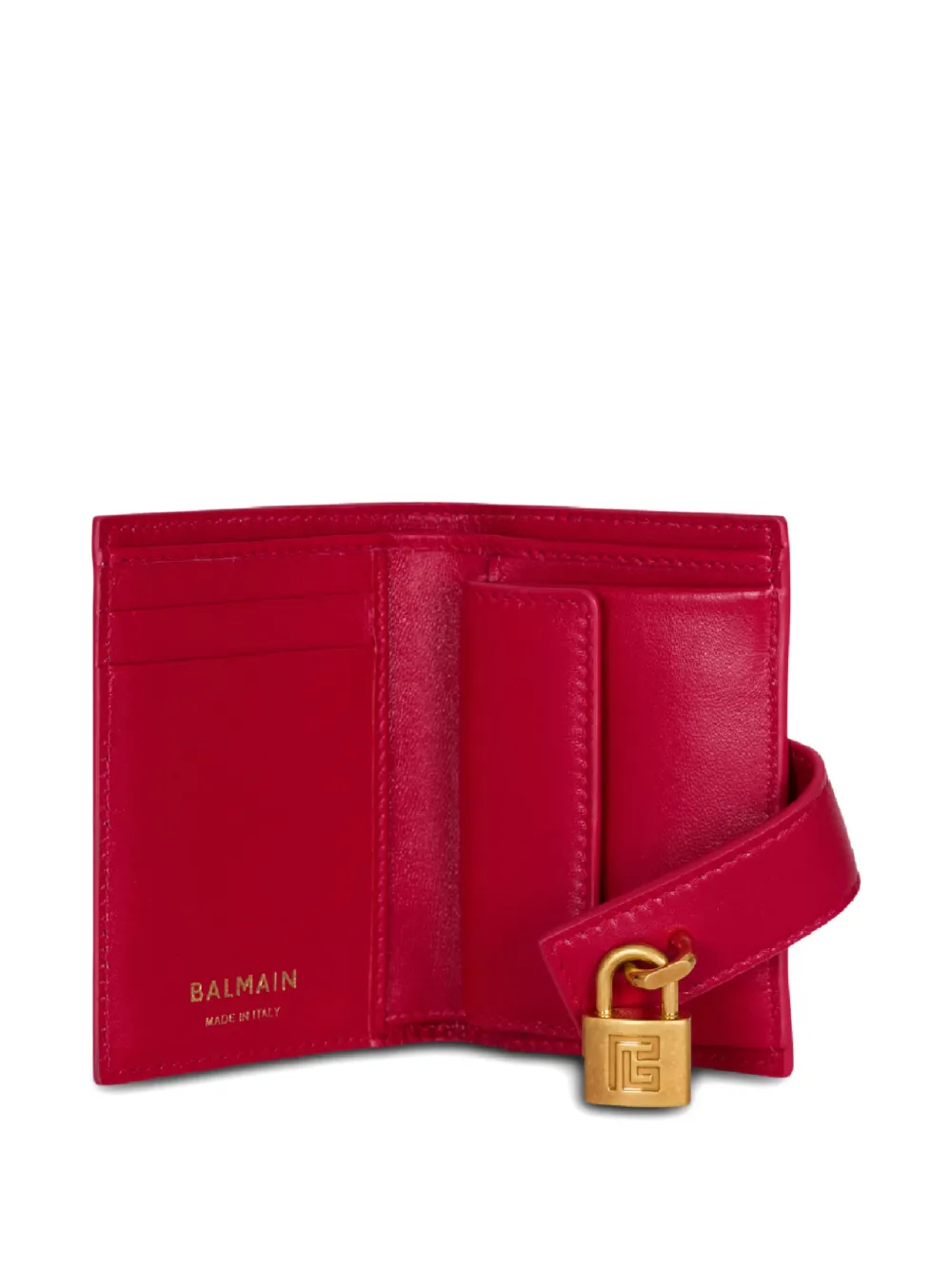  Balmain Padlock Leather Wallet - Pink 