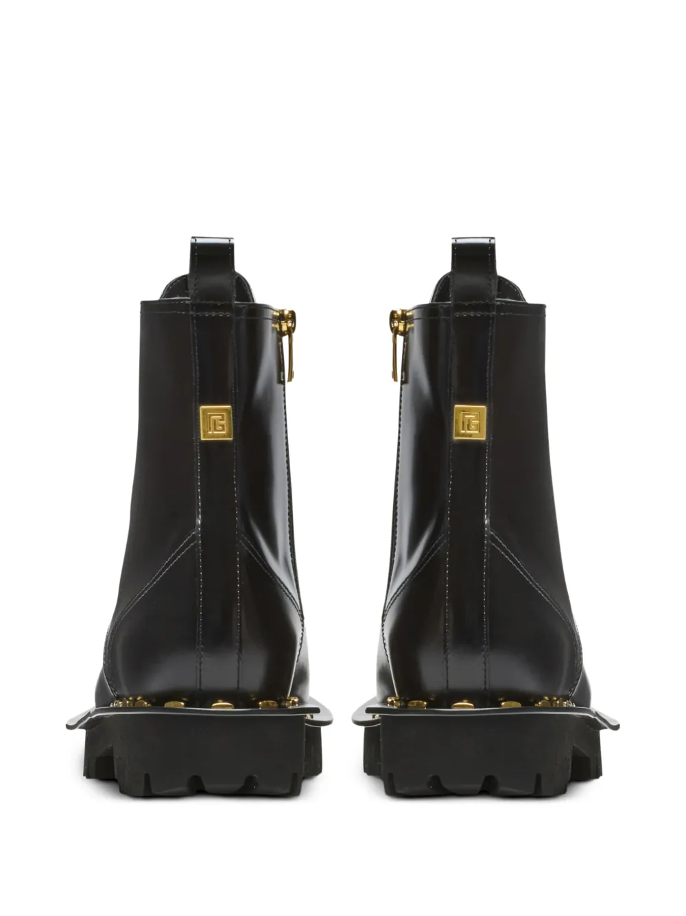 Balmain Leren laarzen met studs Zwart