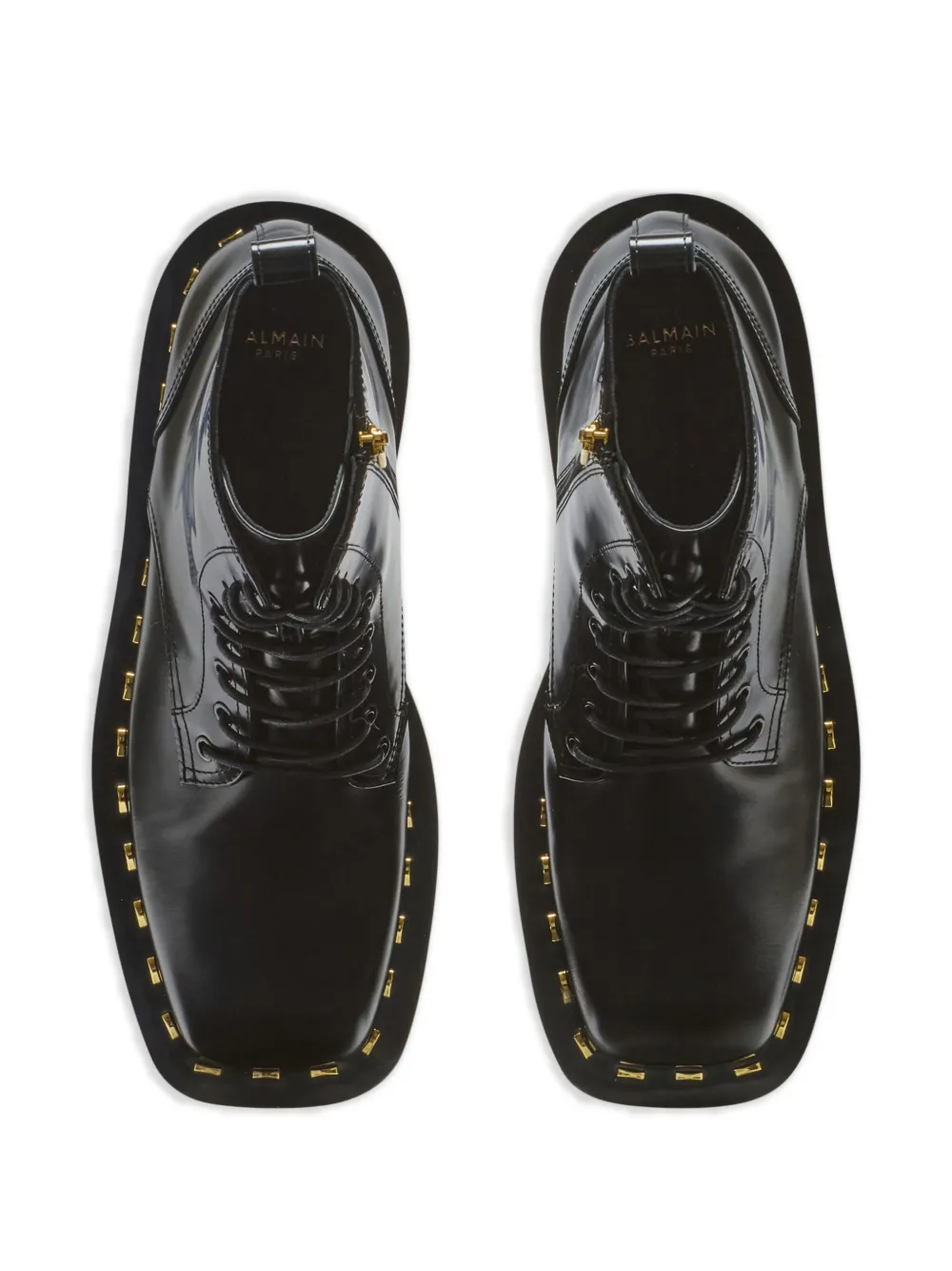 Balmain Leren laarzen met studs Zwart