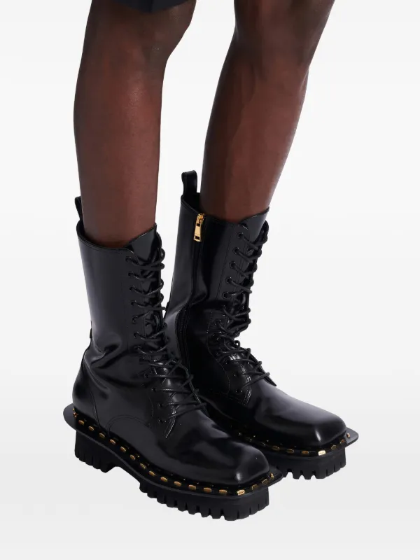ブーツ　BALMAIN Balmain スタッズ グレーズレザーブーツ | ブラック | FARFETCH JP
