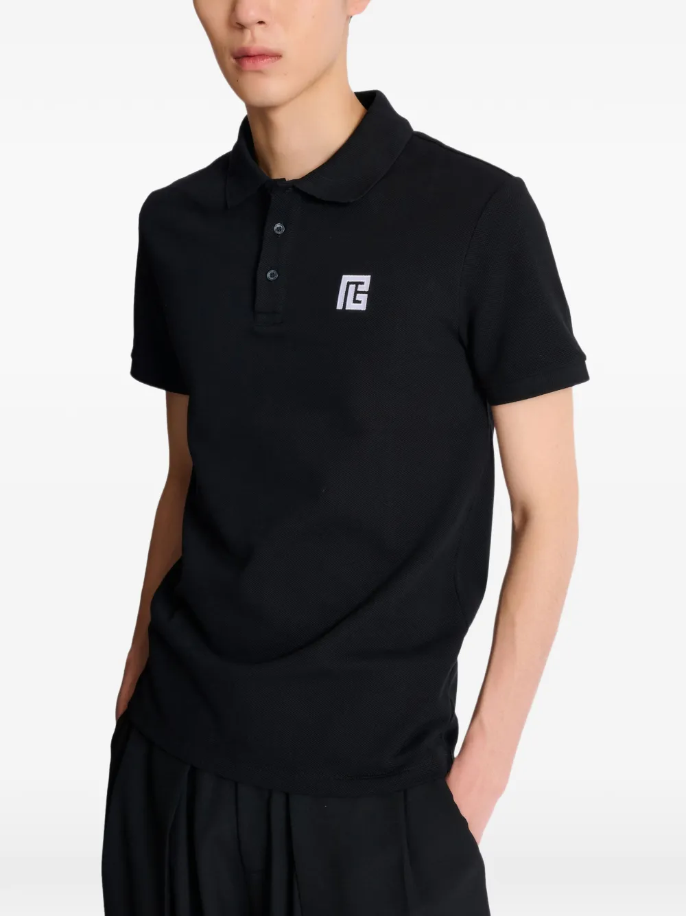 Balmain Poloshirt met geborduurd logo Zwart