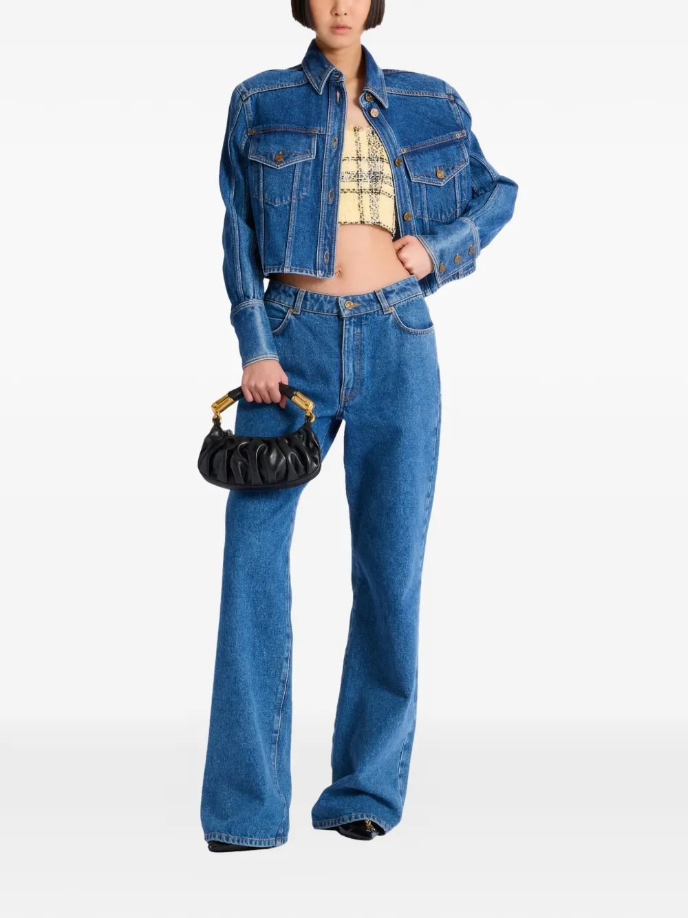  Balmain Glittered Tweed Top - Yellow 