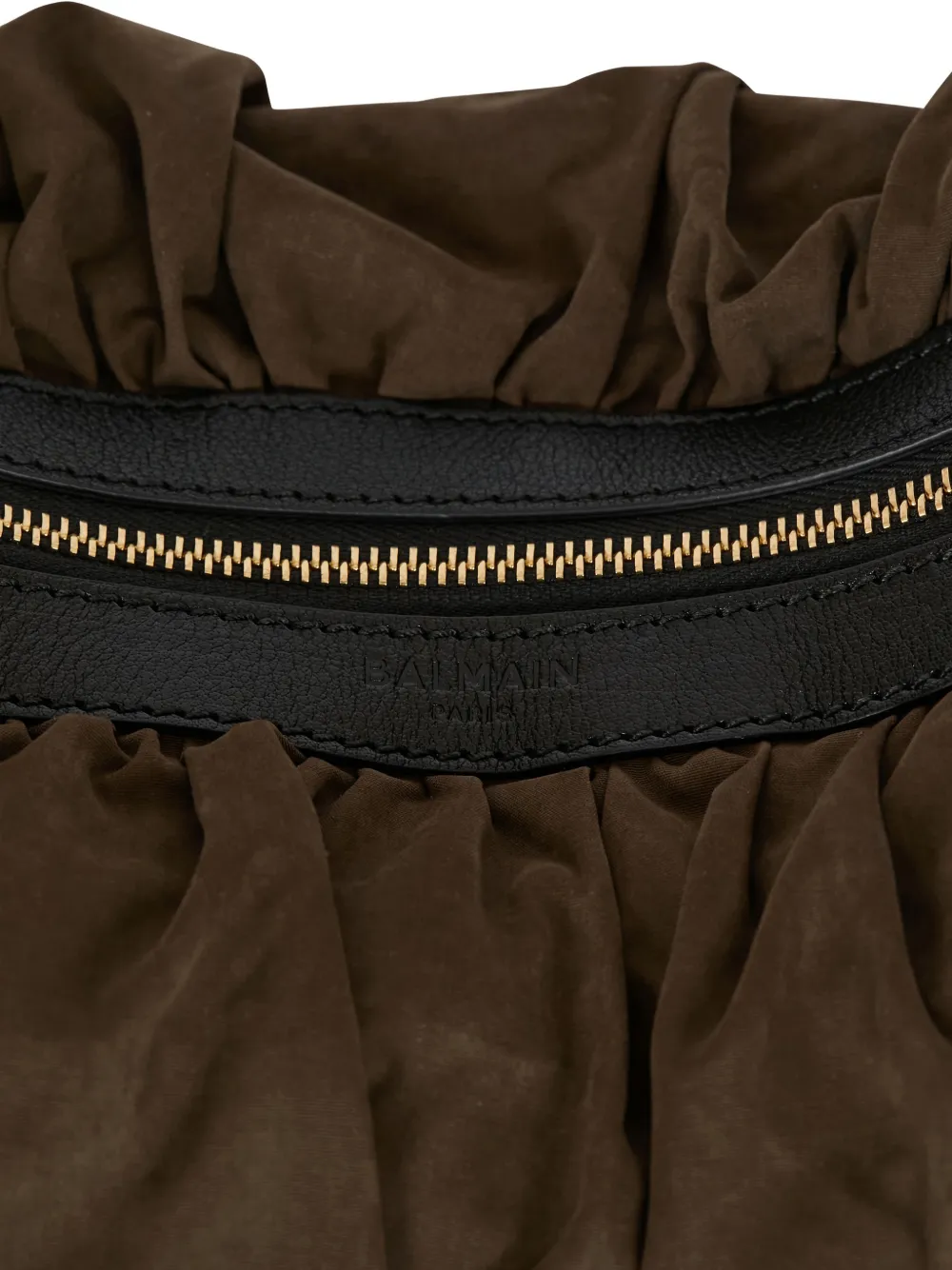 Balmain Eben schoudertas met ruches Bruin