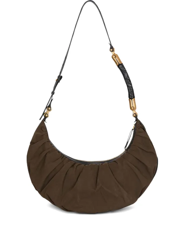 Balmain Eben Ruched Shoulder Bag in Brown