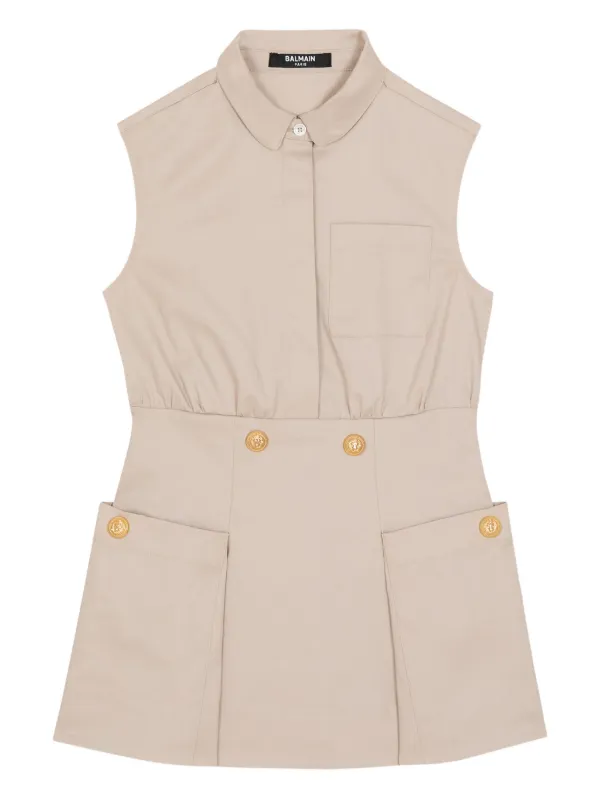 balmain kids two-tone a-line dress Button Midi | Neutrals My Actual Bust is:27