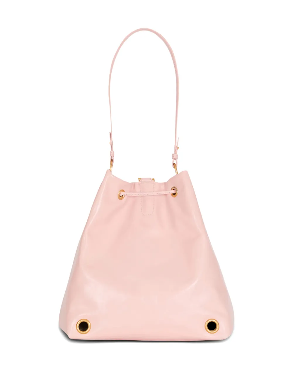  Balmain Chain Drawstring Leather Backpack - Pink 