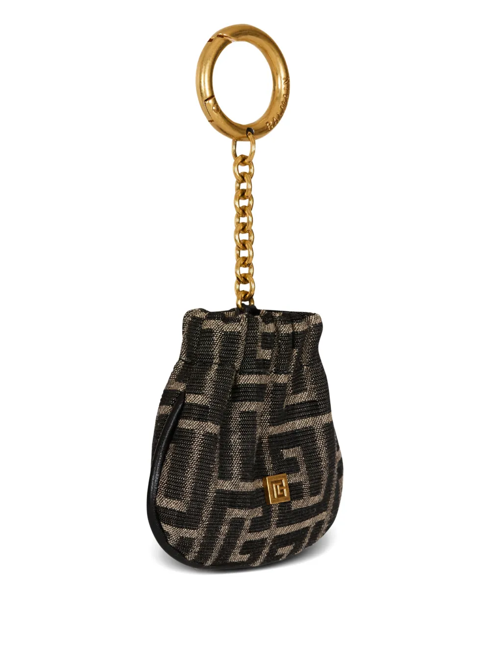  Balmain Monogram Jacquard Keyring - Black 