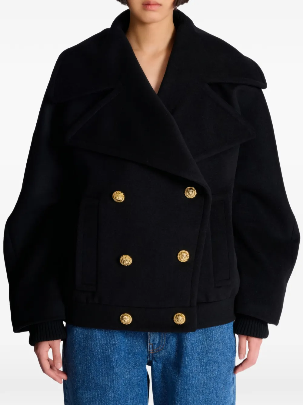 Balmain Sailorjas met dubbele rij knopen Zwart
