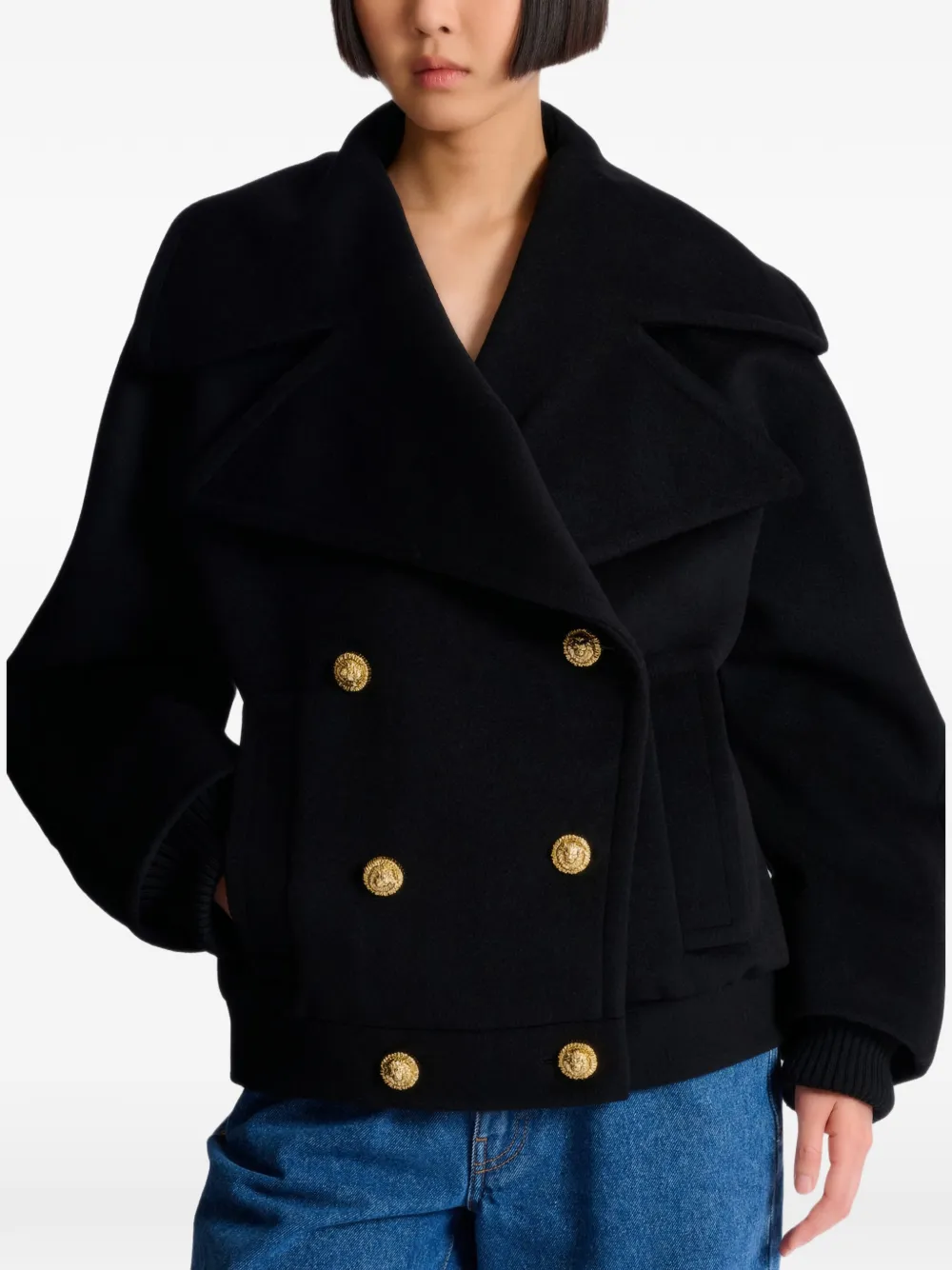 Balmain Sailorjas met dubbele rij knopen Zwart