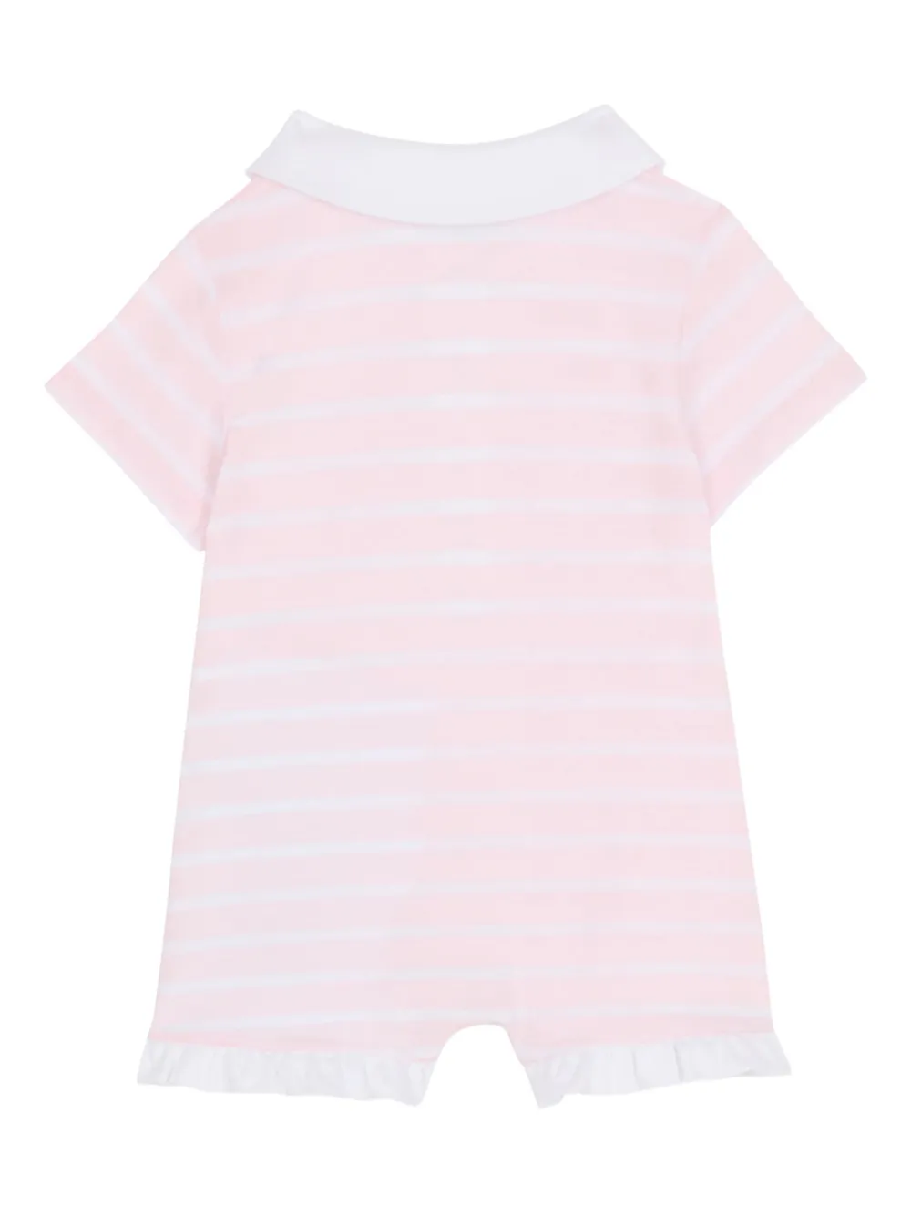 Balmain Kids Twee gestreepte rompers met ruches Roze