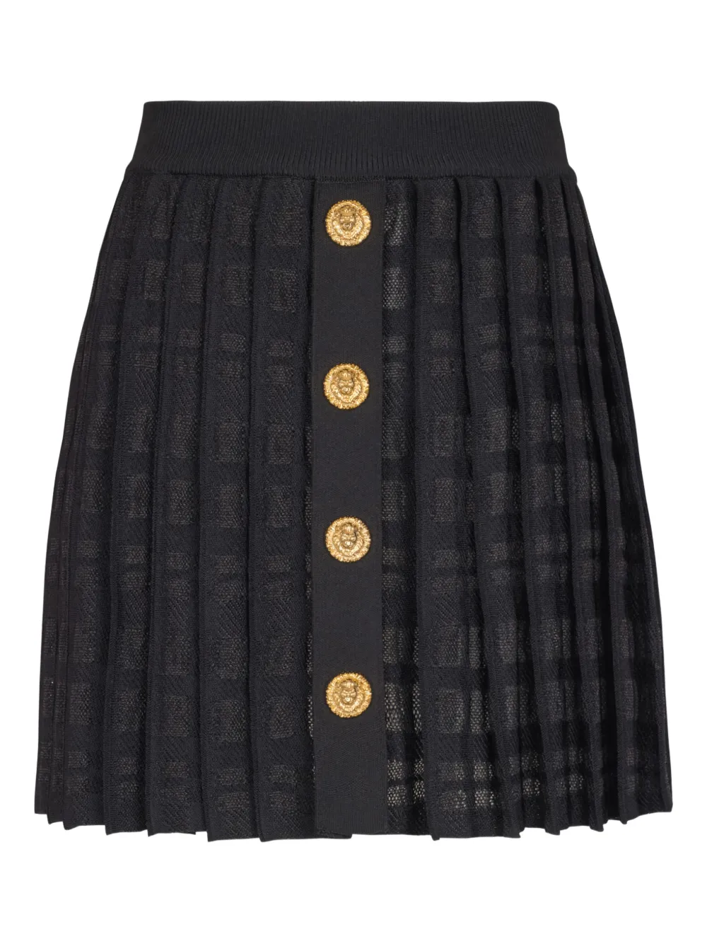 Balmain plaid-check pleated skirt - Nero