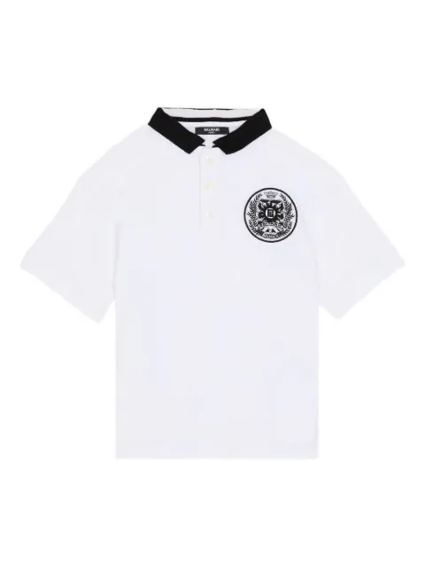 Balmain Kids printed crest polo shirt