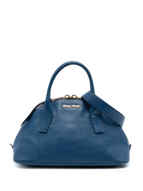 Miu Miu Pre-Owned 2010 Goatskin Madras Bowling Bag satchel