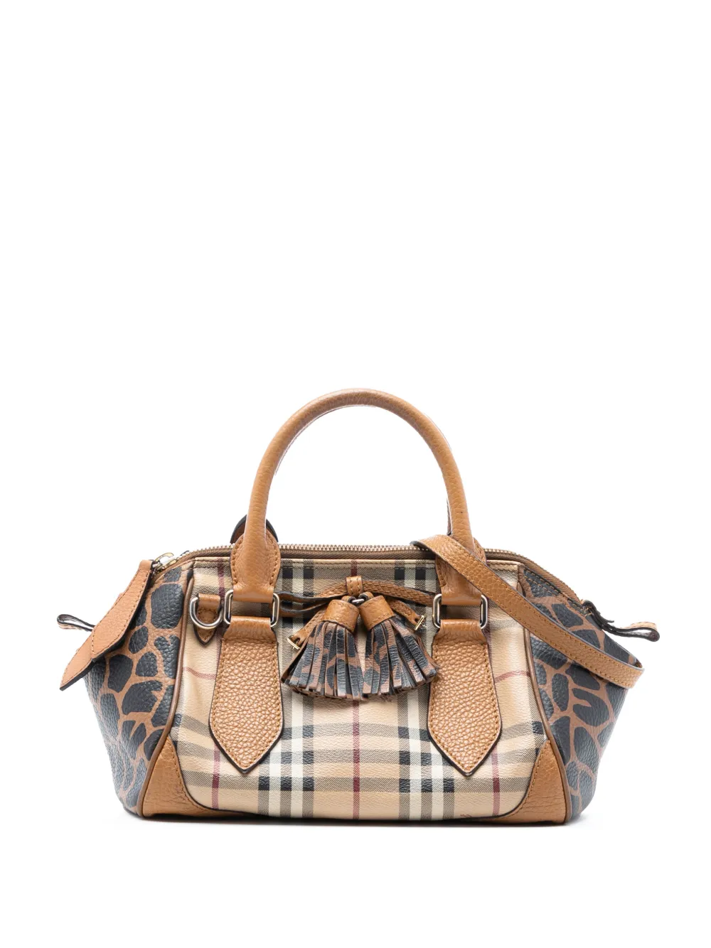 Burberry Pre-Owned 2000-2010 Small Haymarket Check Coated Canvas Animal Print Blaze satchel - Marrone