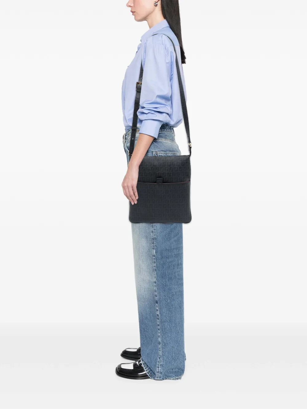  Fendi Pre-owned Bandolera De Lona Revestida Con Motivo Zucchino, Charm Y Cremallera 2000-2010 - Negro 