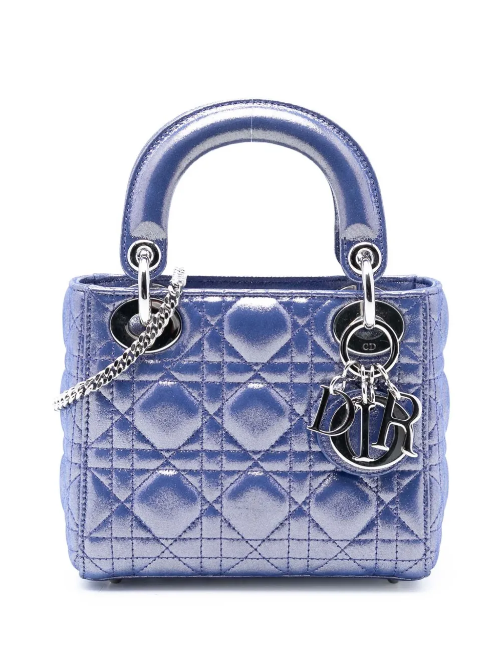 Christian Dior Pre-Owned 2016 Mini Iridescent Lambskin Cannage Lady Dior satchel - Blu