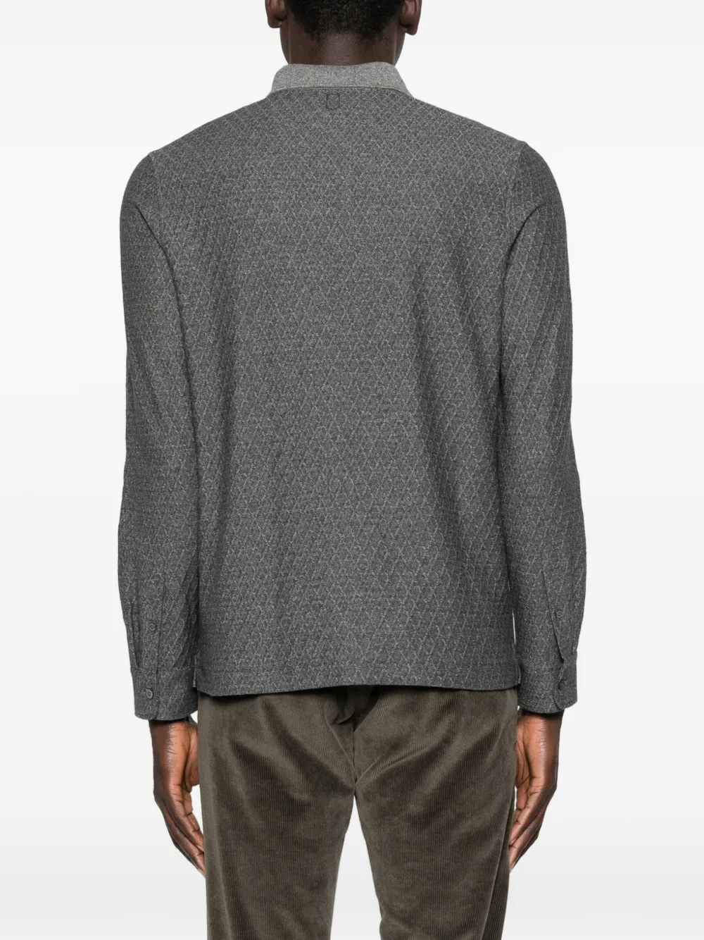 Canali Poloshirt met ritssluiting en patroon Grijs