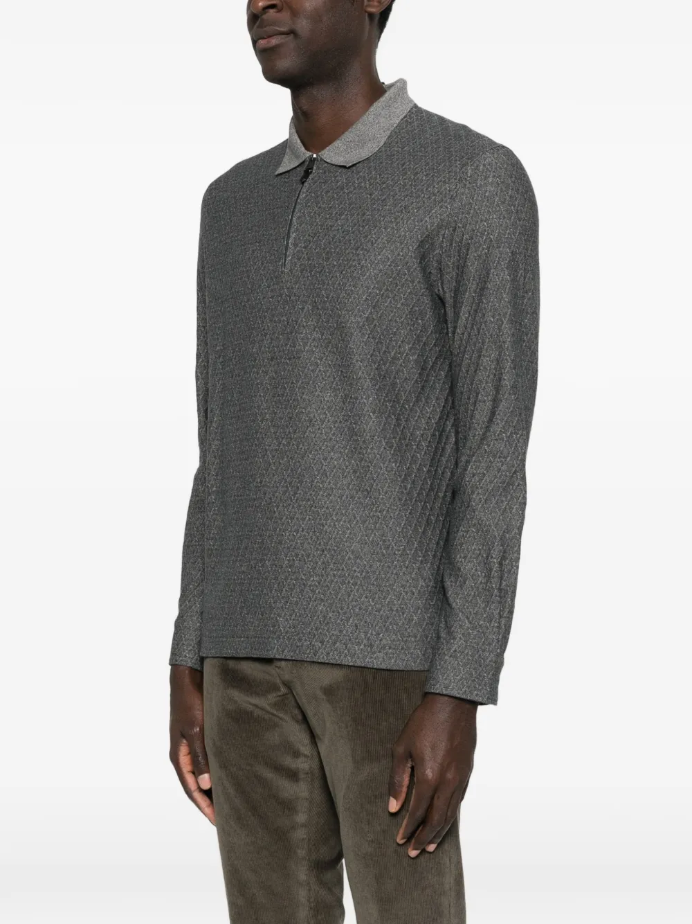 Canali Poloshirt met ritssluiting en patroon Grijs
