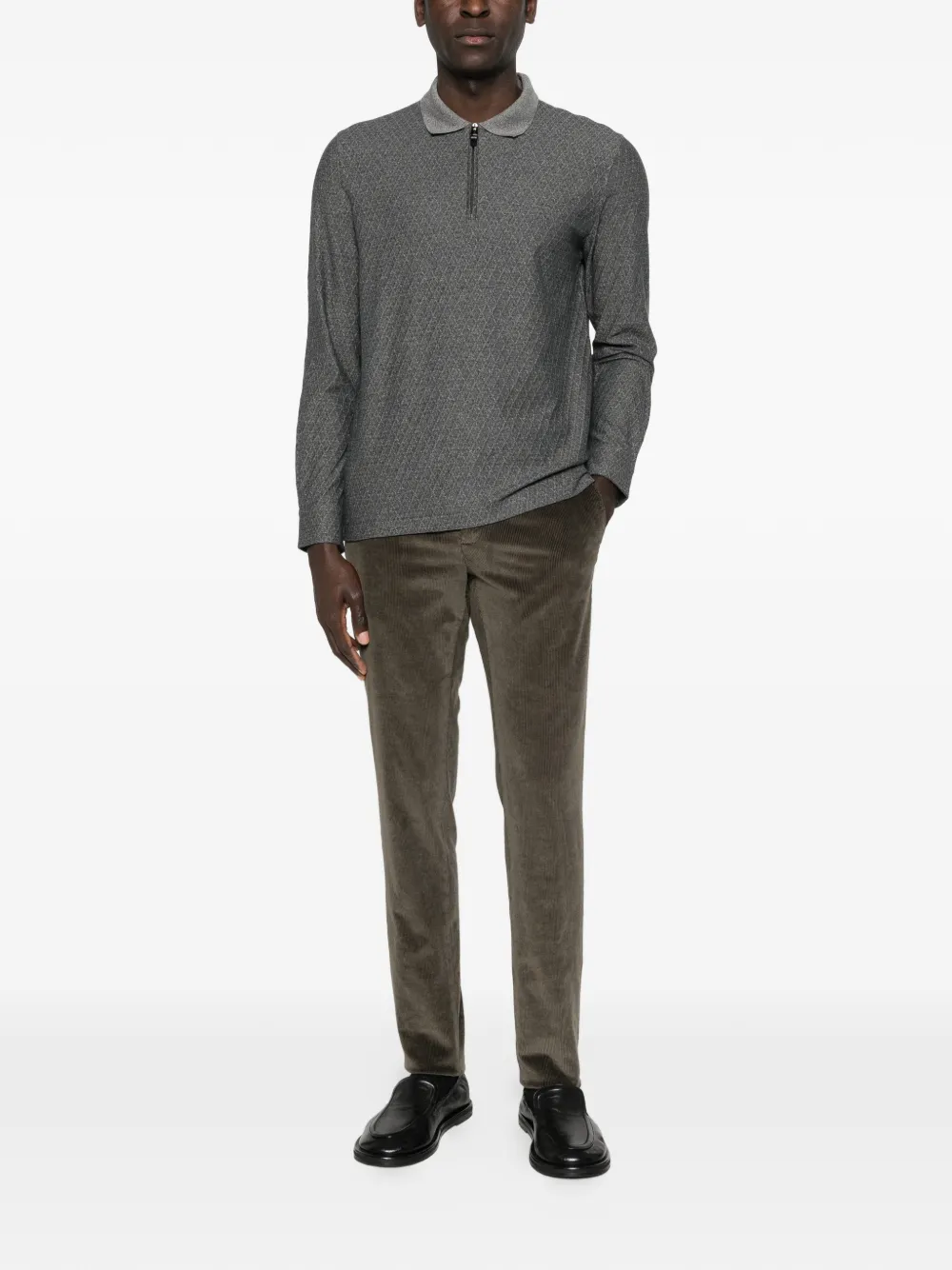 Canali zip-fastening patterned polo shirt - Grijs