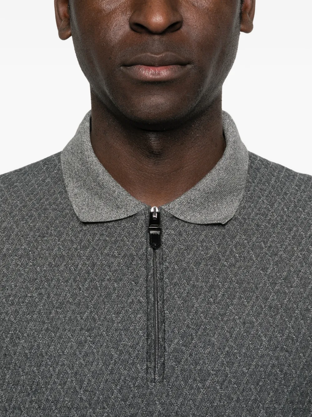 Canali Poloshirt met ritssluiting en patroon Grijs