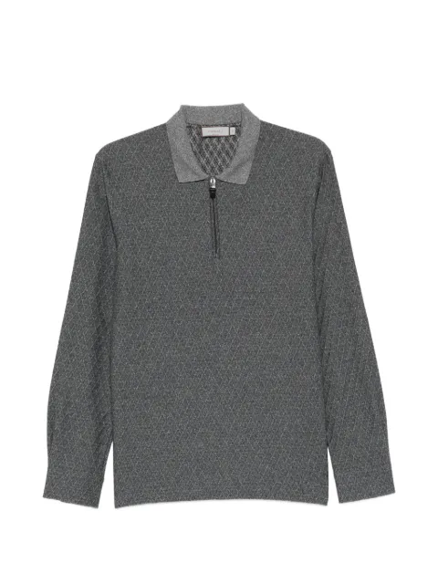 Canali zip-fastening patterned polo shirt
