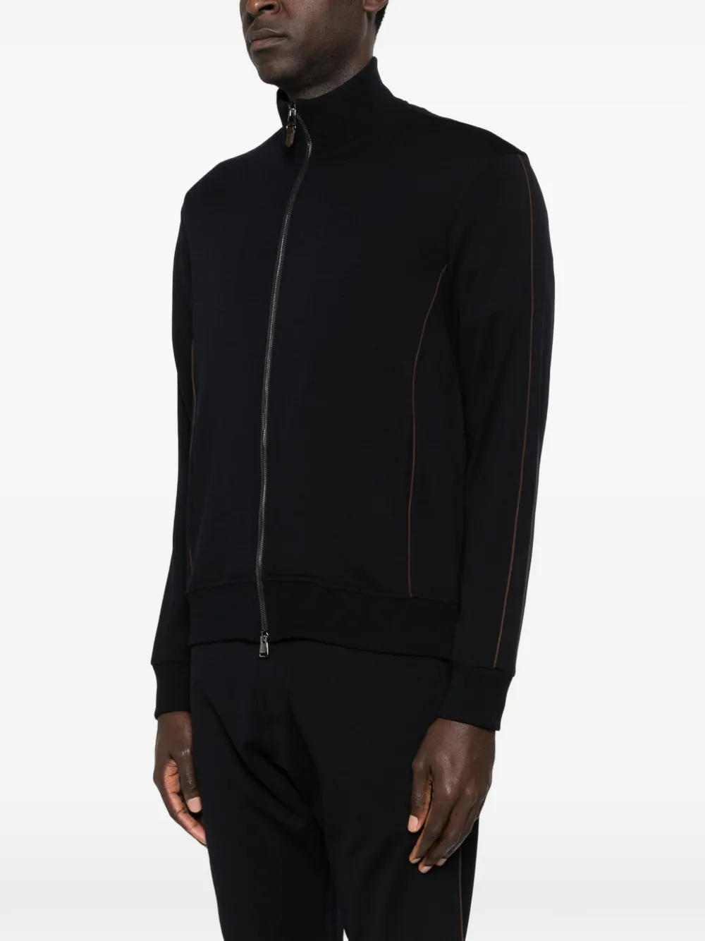  Canali Zip Trim Sweater - Blue 