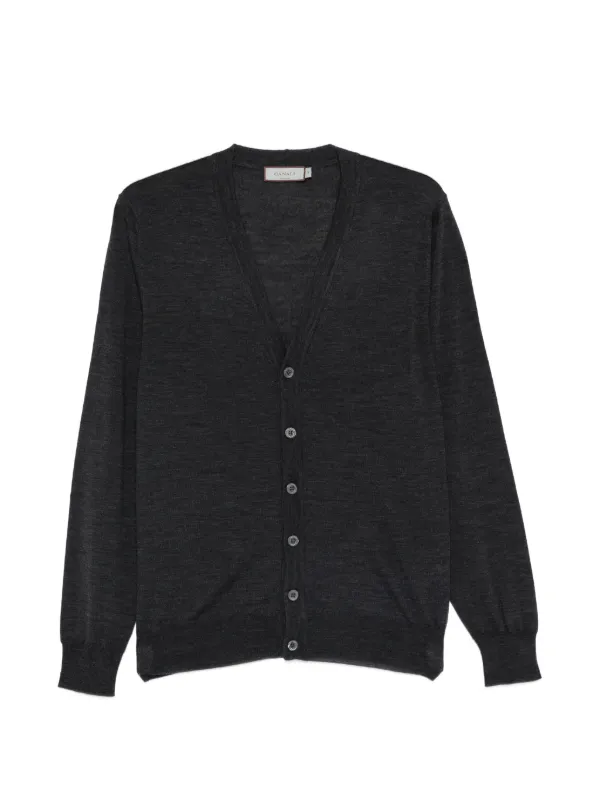 Canali V-neck Button-fastening Cardigan in Grey
