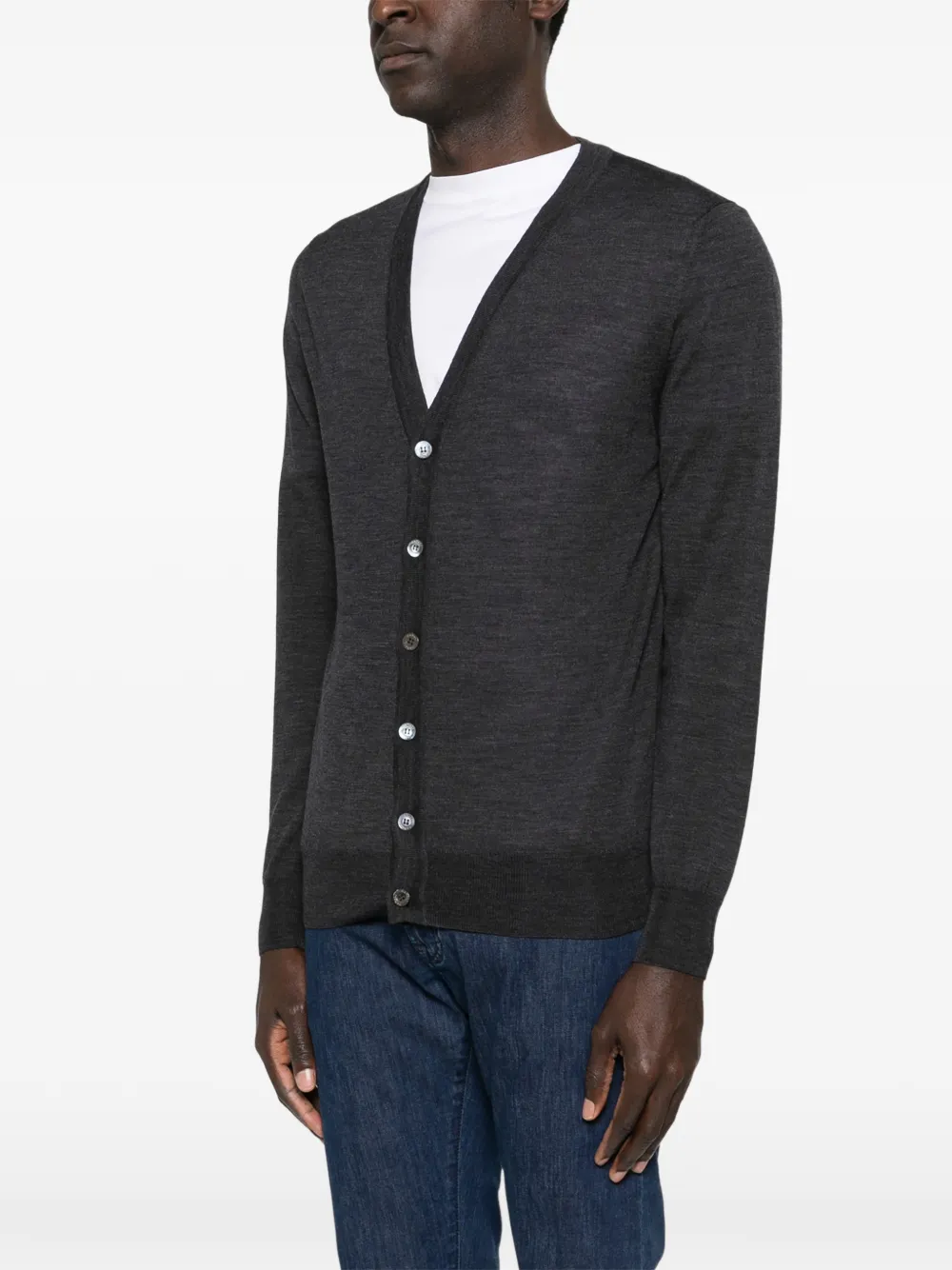  Canali V-neck Button-fastening Cardigan - Grey 