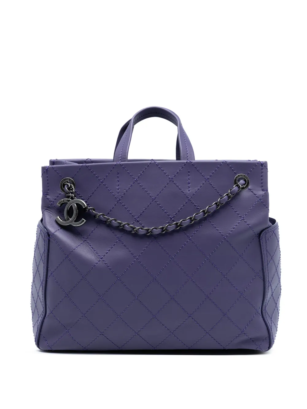 CHANEL Pre-Owned 2014-2015 Medium CC Quilted Calfskin Pocket Tote satchel - Viola